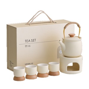Juego de Té Kung Fu de Cerámica Estilo Crema con Asa, Caja de Regalo para Preparación junto a la Chimenea, Lujo Ligero, Alto Valor Estético, Estilo Nórdico, Corporativo - Product Image 5