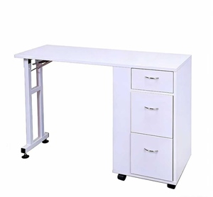 Foldable nail salon <b>table</b> with wheels and movable multi-layer drawers, nail repair workbench - Product Image 2