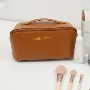 Commercio all'ingrosso PU Leather Organizer Storage impermeabile Organizer Storage Cosmetic Bag Private Label Portable Durable Toiletry Pouch