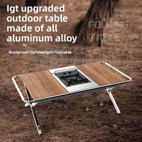 Table de camping pliable portable, légère, en aluminium, compatible IGT, pour la cuisine et le thé en plein air