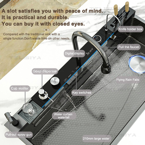 Lavello da <span class=keywords><strong>cucina</strong></span> in acciaio inossidabile spazzolato aggiornato con set di rubinetti a cascata per la <span class=keywords><strong>cucina</strong></span> dell'hotel - Product Image 2
