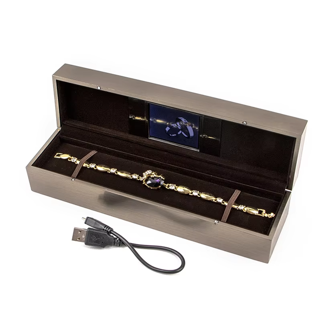 Ready to Ship Music Record Screen Jewellery Necklace Packaging LCD Video Gift Box for Jewelry Souvenirs