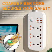 Barre de protection contre les surtensions, 8 prises larges, multiprise UE universelle avec 4 ports USB, multiprise