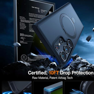 Coque de téléphone magnétique avec support d'anneau pour <span class=keywords><strong>Samsung</strong></span> Galaxy S24 Ultra Plus Coque arrière translucide et mate avec porte-anneau - Product Image 3