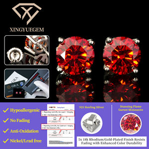 Boucles d'oreilles clous en argent sterling 925 plaqué or 18 carats, serties de moissanite ronde VVS, style hip-hop tendance, pour hommes et femmes, 0,5 ct et 1 ct - Product Image 3