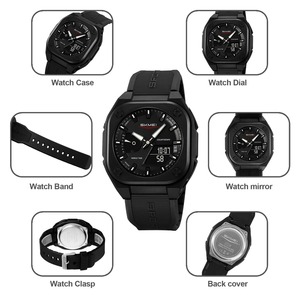 Montre Homme Multifonction Carrée <span class=keywords><strong>SKMEI</strong></span> 2328, Double Mouvement, Bracelet TPU, Style Sportif Extérieur, Montre-Bracelet Électronique à Quartz pour Homme - Product Image 6