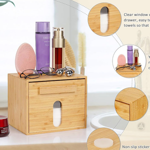 Boîte de <span class=keywords><strong>rangement</strong></span> en bambou personnalisée pour serviettes de visage jetables, distributeur de mouchoirs en bois avec façade coulissante - Product Image 1