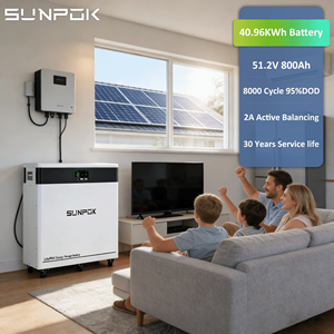 Batería de Iones de Litio SUNPOK 51.2V 800Ah 40kwh para Almacenamiento de Energía Solar, Batería de Iones Lifepo4, Paquete de Baterías de Almacenamiento de Energía Solar de <span class=keywords><strong>15kw</strong></span> - Product Image 1