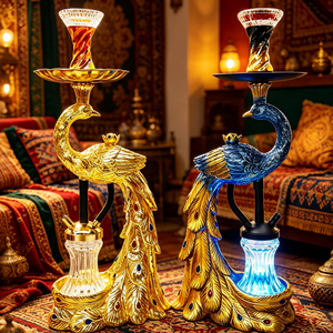 Set de Shisha de Lujo al por Mayor con Diseño de Pavo Real, 56CM, con LED, de Resina, Estilo Árabe, Tipo Pluma, En Stock - Product Image 2