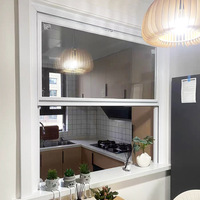 Ventana Corredera Vertical de Aluminio Blanco, Ventana de Pasillo para Cocina, Tamaño Personalizado