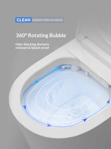 WC intelligent à poser au sol, de petite taille, allongé, avec siphon en S automatique et télécommande incluse - Product Image 3