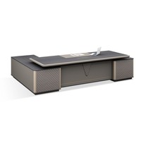 Bureau de direction moderne en MDF avec armoire latérale et boîte de rangement pour câbles, garantie 5 ans, direct usine, luxe léger, vente en gros