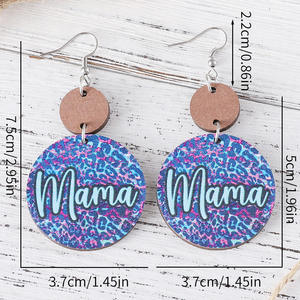 Pendientes redondos con estampado de leopardo de madera hechos a mano, pendientes de doble cara, regalo de moda para el día de la madre para mujer - Product Image 4