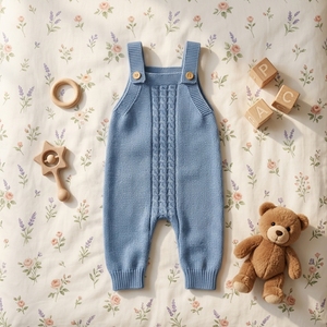 Combinaisons en tricot doux pour bébés et tout-petits unisexes, fermeture à boutons, décontractées, pour tous les jours, combinaison pour bébé d'automne - Product Image 5