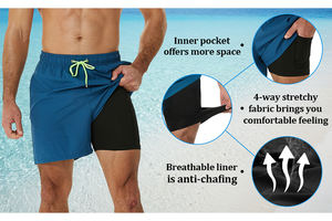 जिम फिटनेस प्रशिक्षण और जॉगिंग वर्कआउट के लिए पुरुषों के कस्टम लोगो 2-इन-1 क्विक ड्राई रनिंग शॉर्ट्स - Product Image 6