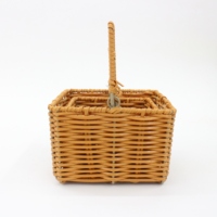 Panier de rangement tissé en PVC à poignée pliable et longue bande en fer