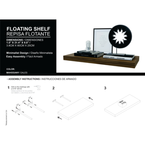 Iva <b>Floating</b> Shelf In Melamine Mahogany <b>Wall</b> Display <b>Shelves</b> - Product Image 4
