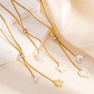 Collana di perle estive da donna con ciondolo in acciaio inossidabile con nappa Love Clavicle gioielli di moda transfrontalieri - Product Image 3