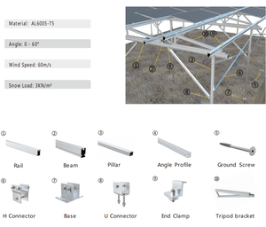 Diseño de Granja Solar Comercial GL, Energía Solar para la Agricultura, Sistema de Energía Solar, Sistema de Montaje Solar, Carga de Viento Alta 60m/s, Nieve - Product Image 3