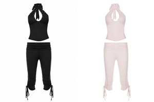 Edgy <b>Sexy</b> Solid Regular Length Knee-Length Shorts <b>Set</b> Breathable Spandex/Polyester Tank Top with Casual Bermuda Shorts - Product Image 5