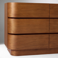Commode à 6 tiroirs en bois de noyer de couleur moderne et durable pour la chambre à coucher