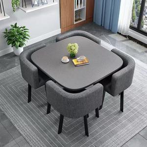 Juego de Comedor Moderno y Lujoso para Restaurante, 1 Mesa y 4 Sillas, Muebles para Sala de Estar, Mesas de Madera, Sillas de Metal - Product Image 1