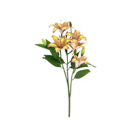Herbstfarbene 5-köpfige Lilien, Künstliche Blumen für Heim- und Restaurant-Dekoration, Hochzeits- und Verlobungs-Kunstblumen
