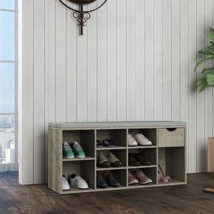 Padded Cushion Storage with 3 Tier Shoe Rack Entryway with <b>Open</b> Compartments for Shoe Organization - Product Image 2