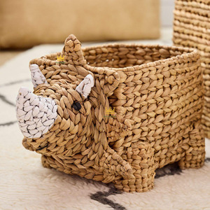 Wholesale Price Water Hyacinth <b>Baskets</b> Woven With Rhinoceros Shape,Handcrafted Storage <b>Baskets</b> for Kids Bedroom - Product Image 3