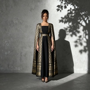 Abaya de luxe en polyester imprimé pour femmes musulmanes, robe sur mesure, vente en gros, élégante, modeste, nouveau style, Moyen-Orient - Product Image 1