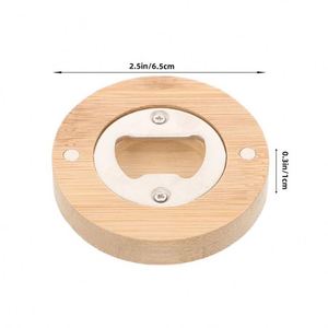 Magnetic Bamboo Beer Round Fridge Magnet Bottle Opener for Promotional <b>Gift</b> - Product Image 3