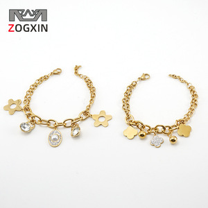 ZOGXIN Charm Bracelet Gold Zinc Alloy Star Flower Pendant Women's Jewelry Gift - Product Image 1