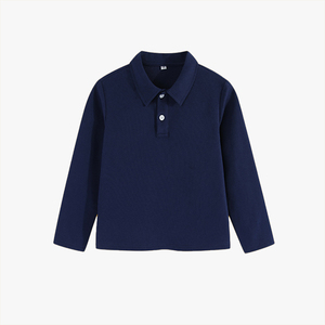 Polo à manches longues en pur coton de couleur unie pour enfants, haut intérieur blanc à revers pour filles, uniforme scolaire, chemise à manches longues pour garçons - Product Image 1