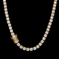 Chaîne de collier Hip Hop en argent 925 avec moissanite 2mm 3mm 4mm 5mm 6mm, style tennis, entièrement sertie de diamants