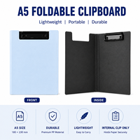Portapapeles Plegable A5 con Clip Metálico Horizontal, Portapapeles con Clip, Cubierta para Archivos, Portapapeles para Oficina y Escuela