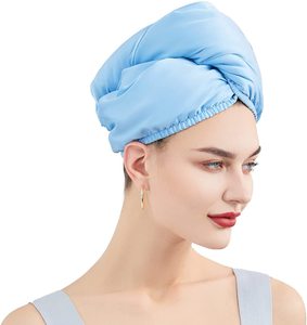<span class=keywords><strong>Serviette</strong></span> de séchage en microfibre de satin de soie double couche personnalisée wrap <span class=keywords><strong>serviette</strong></span> de cheveux en soie turban - Product Image 6