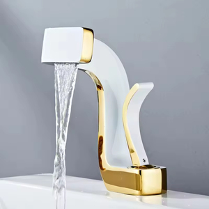 Robinet <span class=keywords><strong>de</strong></span> lavabo cascade <span class=keywords><strong>de</strong></span> luxe YF 2026, corps en laiton massif, monotrou, finitions multiples (noir brossé, or, blanc, chrome) pour salle <span class=keywords><strong>de</strong></span> bain - Product Image 2