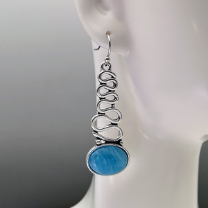 Orecchini Pendenti Lunghi a Onda con Fiore Blu per Donne, Stile Bohémien, Accessori per Orecchie da Indossare Ogni Giorno - Product Image 3