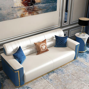 مجموعة أريكة جلدية عصرية فاخرة لغرفة المعيشة موديل 2020 بمقاعد 1+2+3 من مصنع فوشان بالجملة - Product Image 4