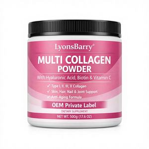 Poudre de collagène multi-sources, acide hyaluronique, biotine, vitamine C, riche en protéines, sans gluten, complément beauté naturel pour adultes, OEM, marque privée - Product Image 1