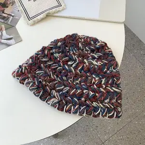 Sombreros de punto a granel para mujer, gorros coloridos de ganchillo de pescadores hechos a mano, gorrito de punto cálido de ganchillo para invierno