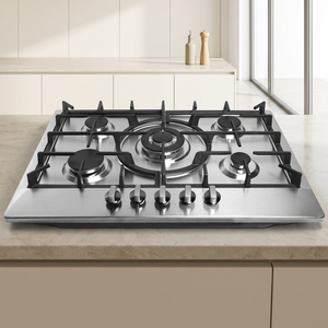 Table de cuisson à gaz encastrable haut de gamme à 5 brûleurs avec brûleurs haute puissance, plaque de cuisson élégante pour cuisines modernes - Product Image 1