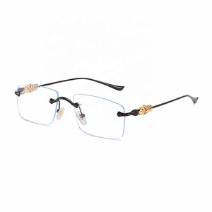 Thiết kế hợp thời trang cổ điển hình chữ nhật Nickel Đồng mô hình Hoàng Gia trang trí không có Vành kính mắt quang vàng đen vít - Product Image 3