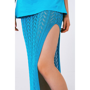 Jupe longue au crochet en bleu - Product Image 2