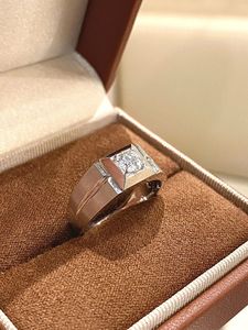Xinfly Pt950 Men's Classic <b>Ring</b> Lab Grown Diamond <b>Plain</b> Arm Platinum Material for Wedding Engagement Anniversary Everyday Wear - Product Image 4