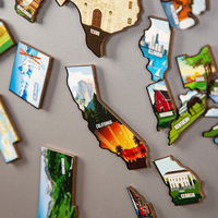 Imán de nevera con mapa del mundo personalizable al por mayor nuevo producto de madera con impresión UV para regalos de vacaciones