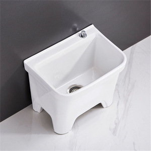 Fregadero de cerámica rectangular de 12L, de pie, fácil de limpiar, para baño, patio exterior - Product Image 5