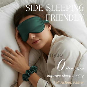 Masque <span class=keywords><strong>pour</strong></span> les yeux en satin de soie avec logo personnalisé, sangle réglable, masque de sommeil nocturne, femmes, hommes, voyage, bandeau durable, cadeau de mariage, demoiselle d'honneur - Product Image 3