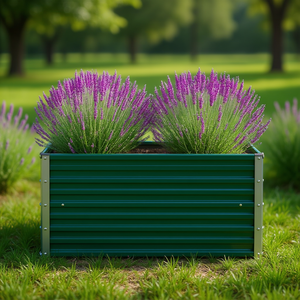 Fioriera Rialzata in Acciaio Zincato Verde 39.4 X 15.7 X 17.7 Pollici, Vaso da Giardino Durevole per Fiori - Product Image 2