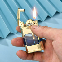 Briquet à kérosène transparent vintage avec allumage mécanique, rechargeable, en métal, avec fenêtre de niveau de carburant, pour usage quotidien